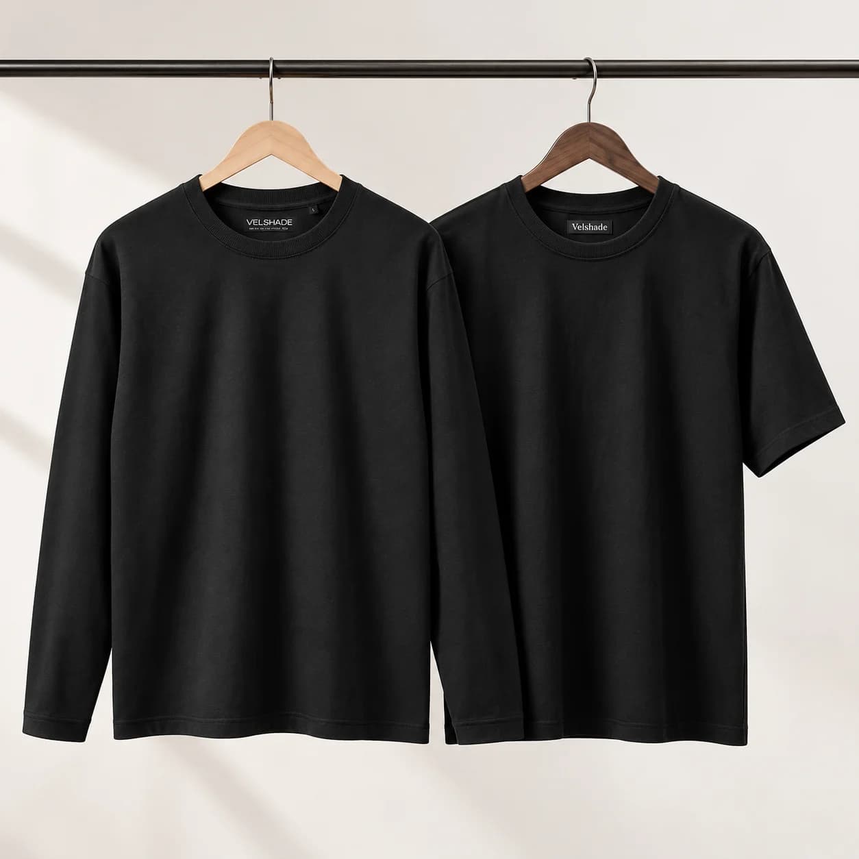 Velshade Black Tees on Wooden Hangers-2.png